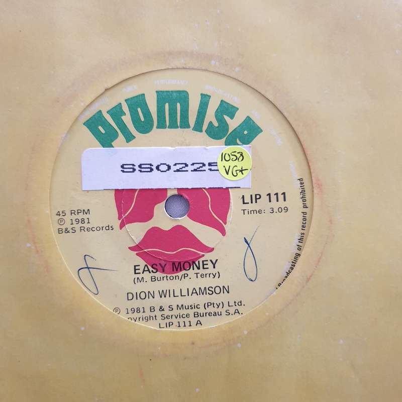 Dion Williamson - Easy Money - Vinyl 7" Record - Very-Good+ Quality (VG+)