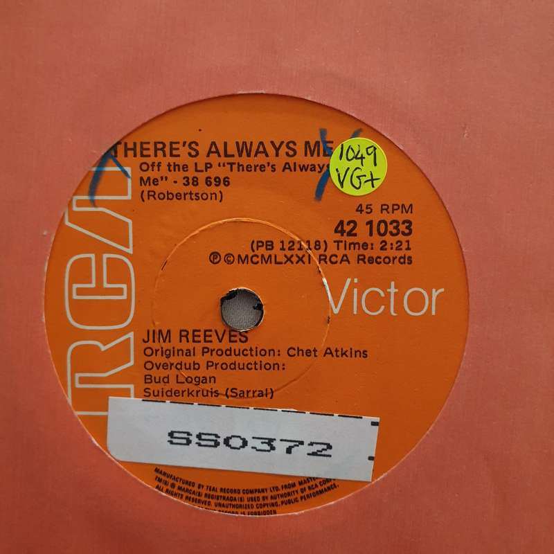 Jim Reeves - Theres always me - Vinyl 7" Record - Very-Good+ Quality (VG+)
