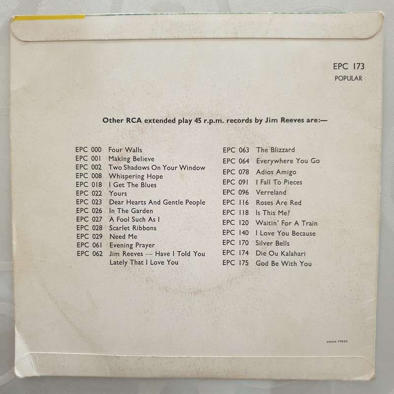Jim Reeves  Maria Elena - Vinyl 7" Record - Opened  - Very-Good Quality (VG)
