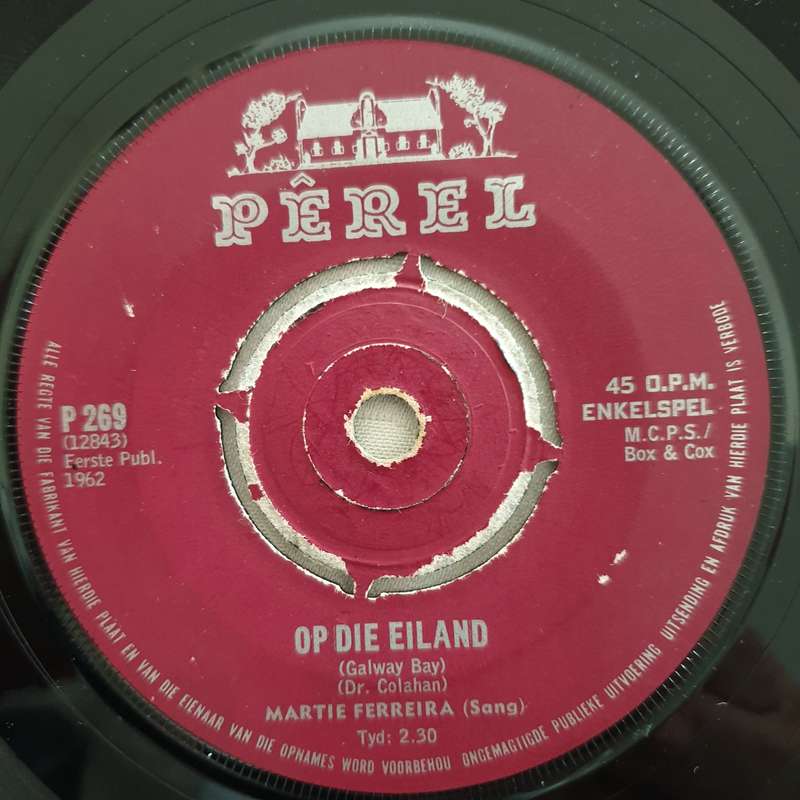 Martie Ferreira  Op Die Eiland - Vinyl 7" Record - Good Quality (G)