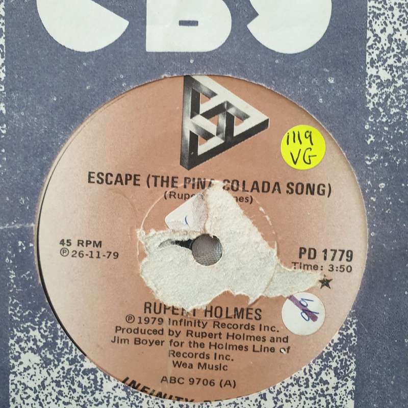 Rupert Holmes  Escape (The Pina Colada Song) - Vinyl 7" Record - Opened  - Very-Good Qualit...