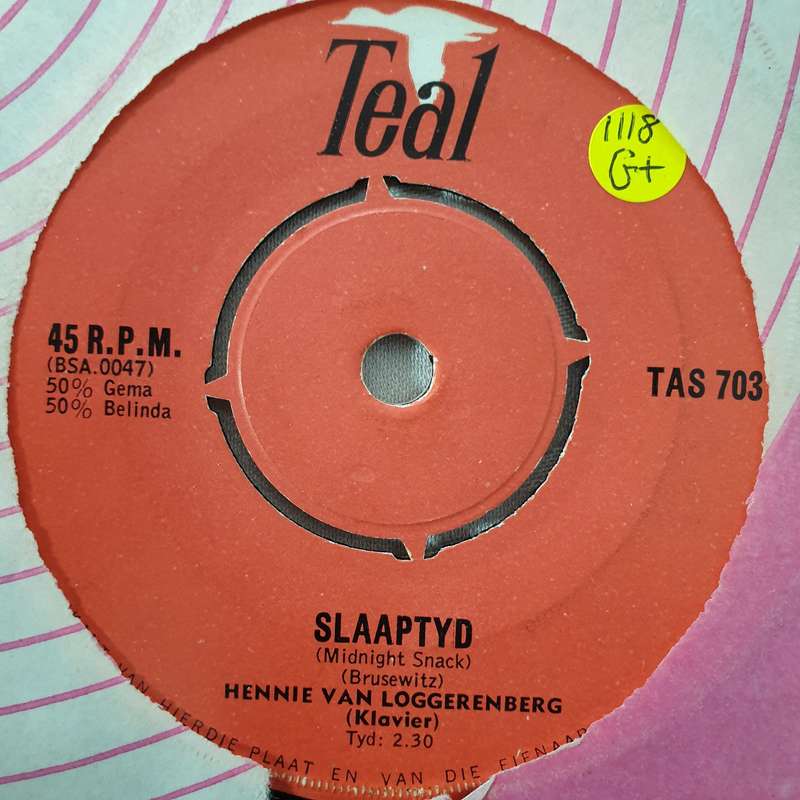 Hennie van Loggernberg - Slaaptyd - Vinyl 7" Record - Opened  - Good+ Quality (G+)