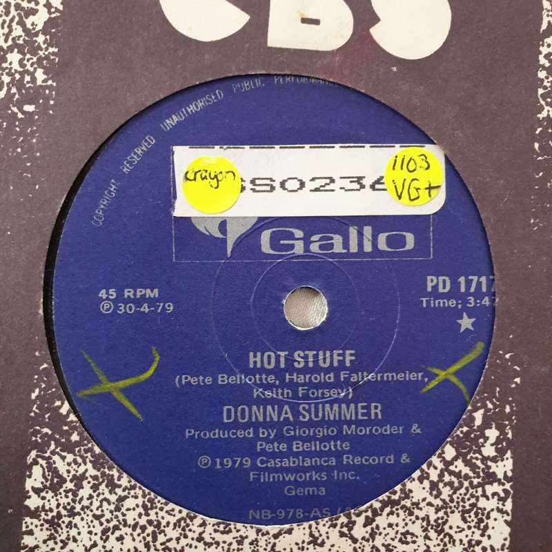 Donna Summer  Hot Stuff - Vinyl 7" Record - Very-Good+ Quality (VG+)