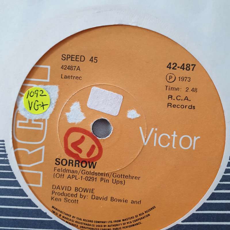 David Bowie  Sorrow - Vinyl 7" Record - Very-Good+ Quality (VG+)