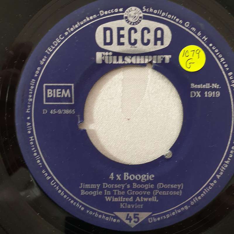 Winifred Atwell  4 X Boogie - Vinyl 7" Record - Good Quality (G)