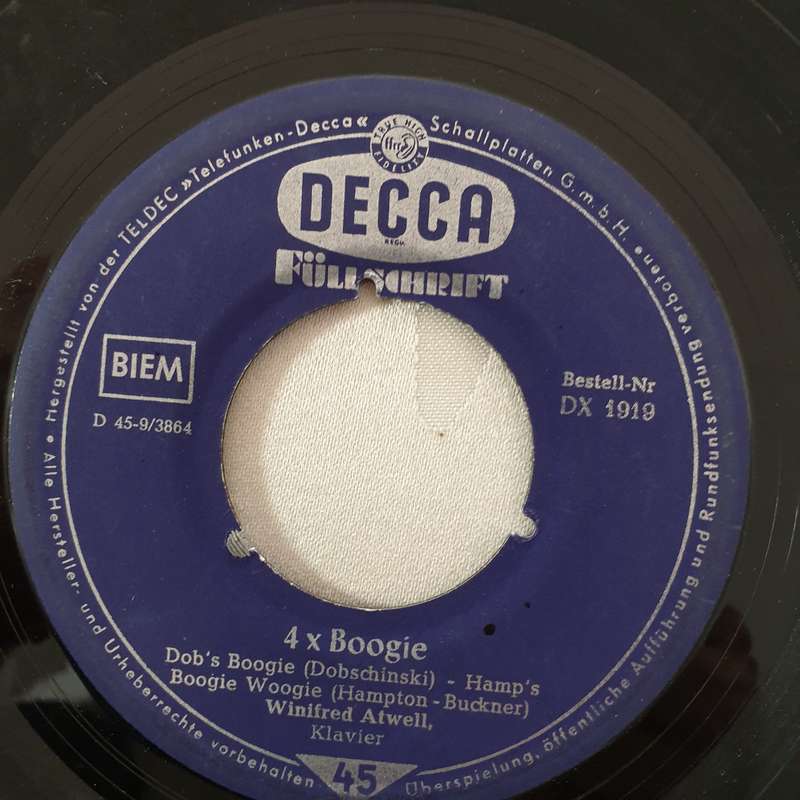 Winifred Atwell  4 X Boogie - Vinyl 7" Record - Good Quality (G)