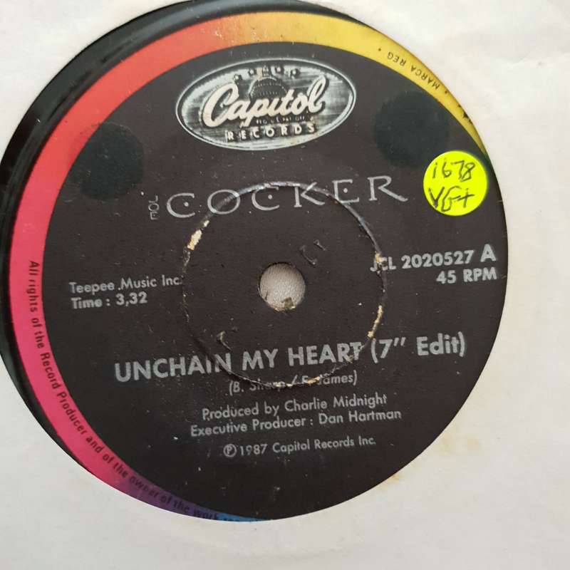 Joe Cocker  Unchain My Heart - Vinyl 7" Record - Very-Good+ Quality (VG+)