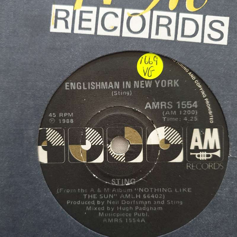Sting  Englishman In New York - Vinyl 7" Record - Opened  - Very-Good Quality (VG)