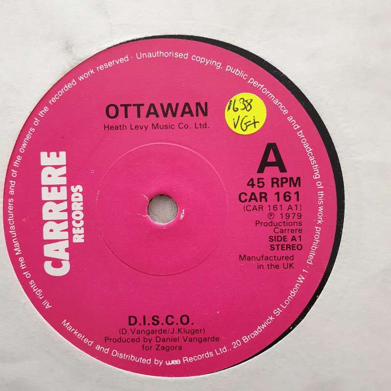 Ottawan  D.I.S.C.O. - Vinyl 7" Record - Very-Good+ Quality (VG+)
