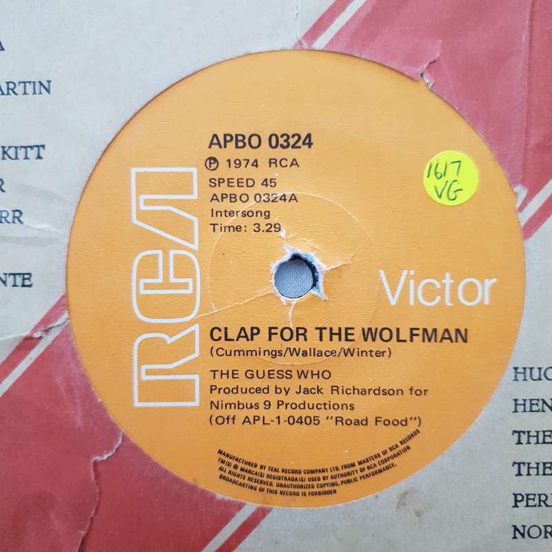 The Guess Who  Clap For The Wolfman - Vinyl 7" Record - Opened  - Very-Good Quality (VG)