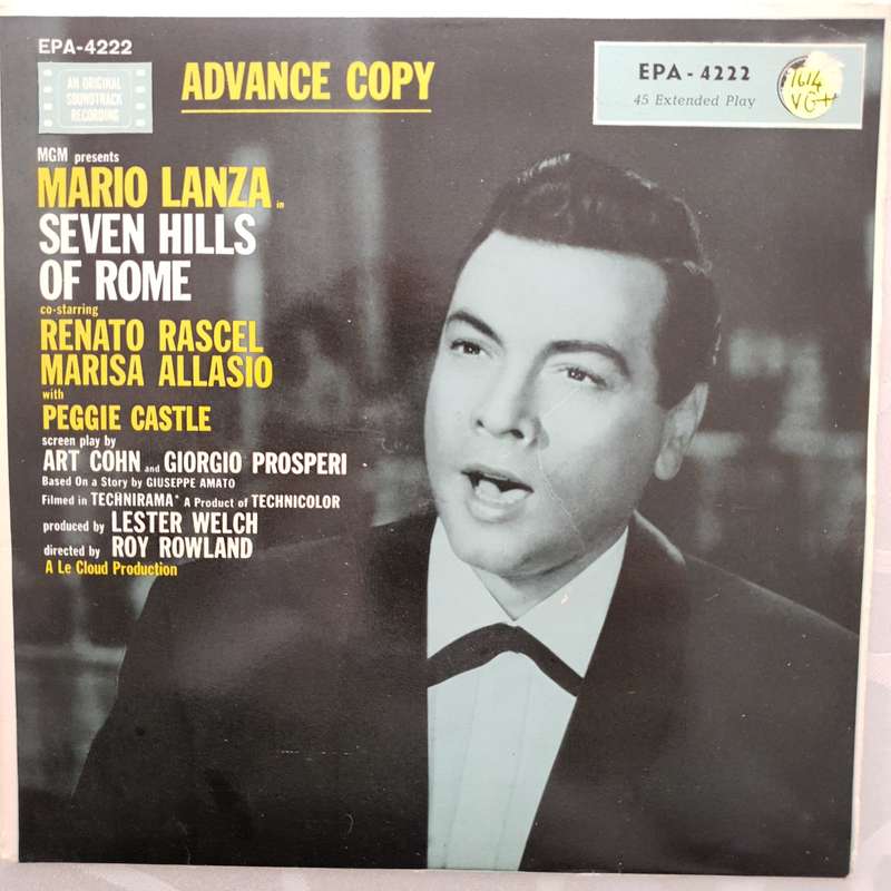 Mario Lanza  Seven Hills Of Rome - Vinyl 7" Record - Very-Good+ Quality (VG+)