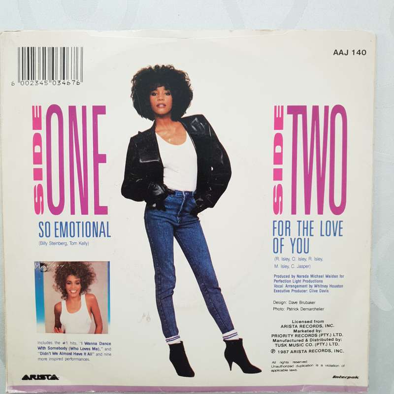 Whitney  So Emotional - Vinyl 7" Record - Very-Good+ Quality (VG+)
