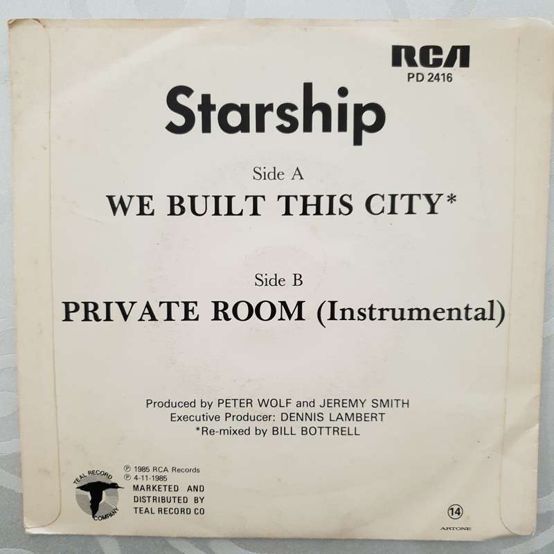 Starship  We Built This City - Vinyl 7" Record - Very-Good+ Quality (VG+)