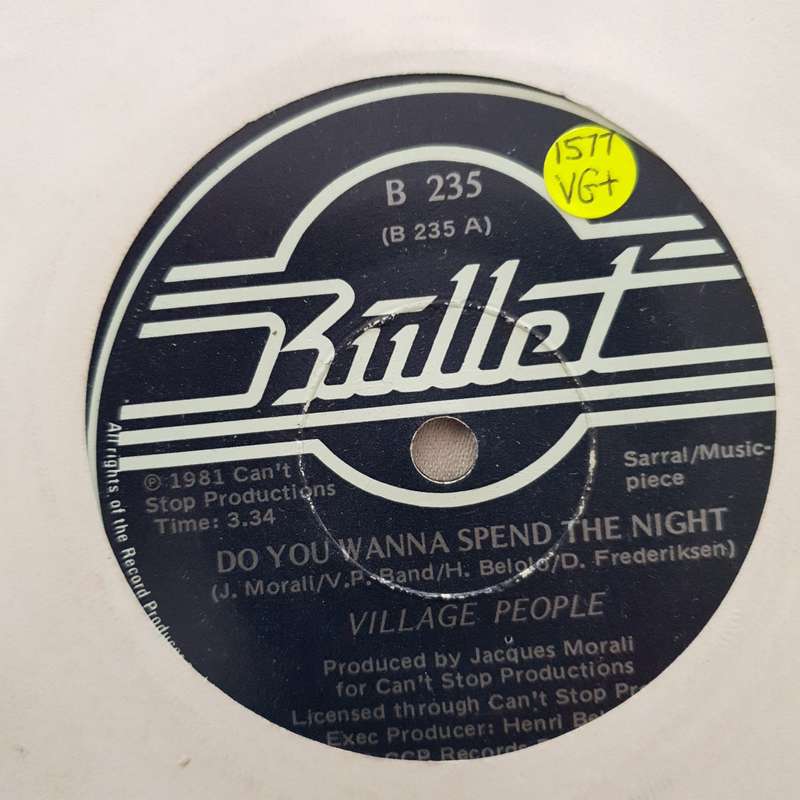 Village People  Do You Wanna Spend The Night - Vinyl 7" Record - Very-Good+ Quality (VG+)