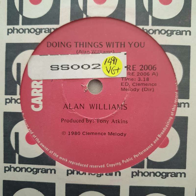 Alan Williams  Doing Things With You - Vinyl 7" Record - Very-Good+ Quality (VG+)