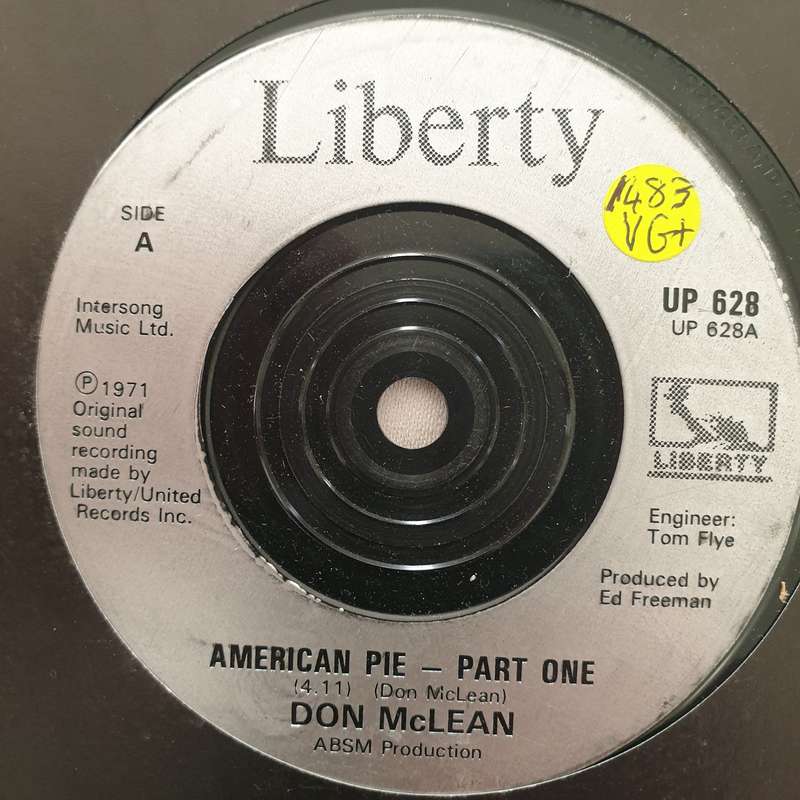 Don McLean  American Pie - Vinyl 7" Record - Very-Good+ Quality (VG+)