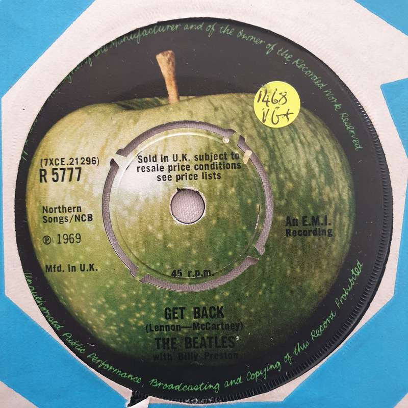The Beatles With Billy Preston  Get Back - Vinyl 7" Record - Very-Good+ Quality (VG+)