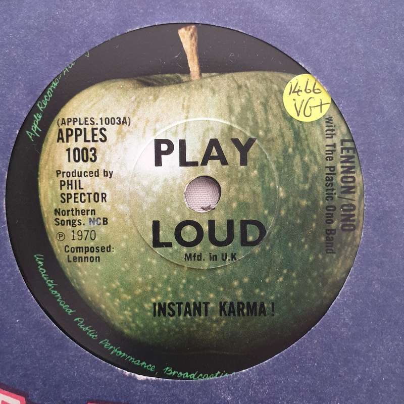 Lennon/Ono  Instant Karma! - Vinyl 7" Record - Very-Good+ Quality (VG+)