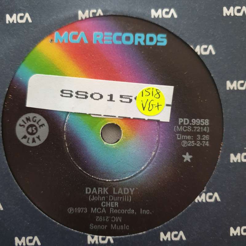 Cher  Dark Lady - Vinyl 7" Record - Very-Good+ Quality (VG+)