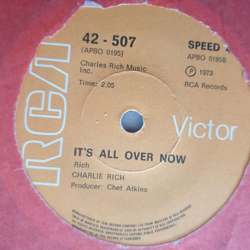 Charlie Rich  There Won't Be Anymore - Vinyl 7" Record - Very-Good+ Quality (VG+)