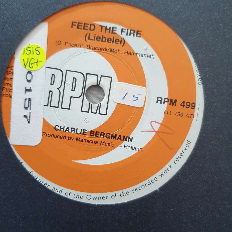 Carlie (Charlie - Misprint) Bergmann  Feed The Fire (Liebelei) - Vinyl 7" Record - Very-Goo...