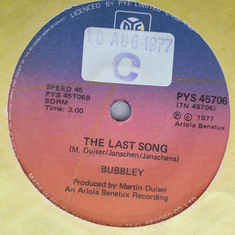 Bubbley  Oh Me Oh My, Goodbye - Vinyl 7" Record - Very-Good+ Quality (VG+)