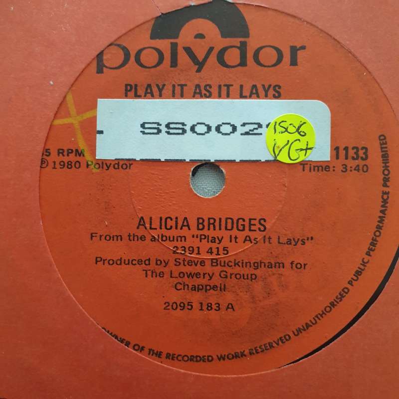 Alicia Bridges  Play It As It Lays / Cheap Affairs - Vinyl 7" Record - Very-Good+ Quality (...