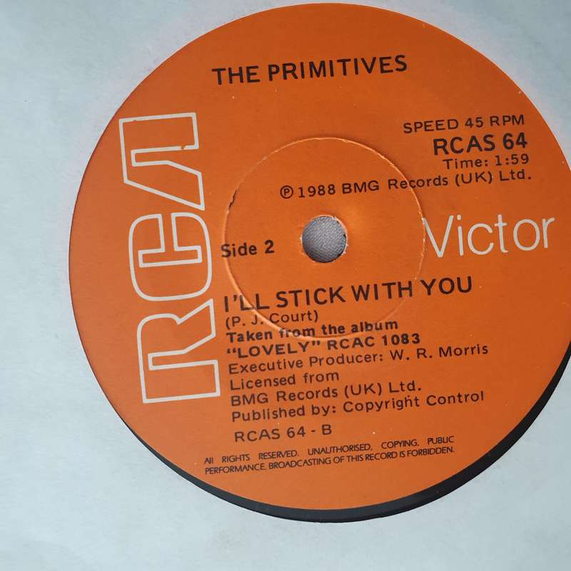 The Primitives  Crash - Vinyl 7" Record - Very-Good+ Quality (VG+)