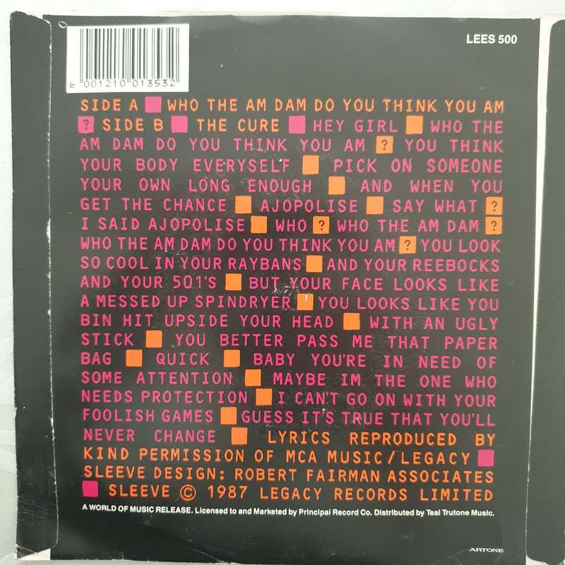 Boys Don't Cry  Who The Am Dam Do You Think You Am?- Vinyl 7" Record - Opened  - Very-Good ...