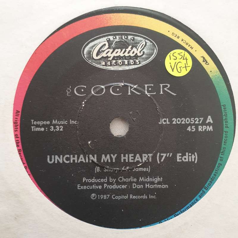 Joe Cocker  Unchain My Heart - Vinyl 7" Record - Very-Good+ Quality (VG+)