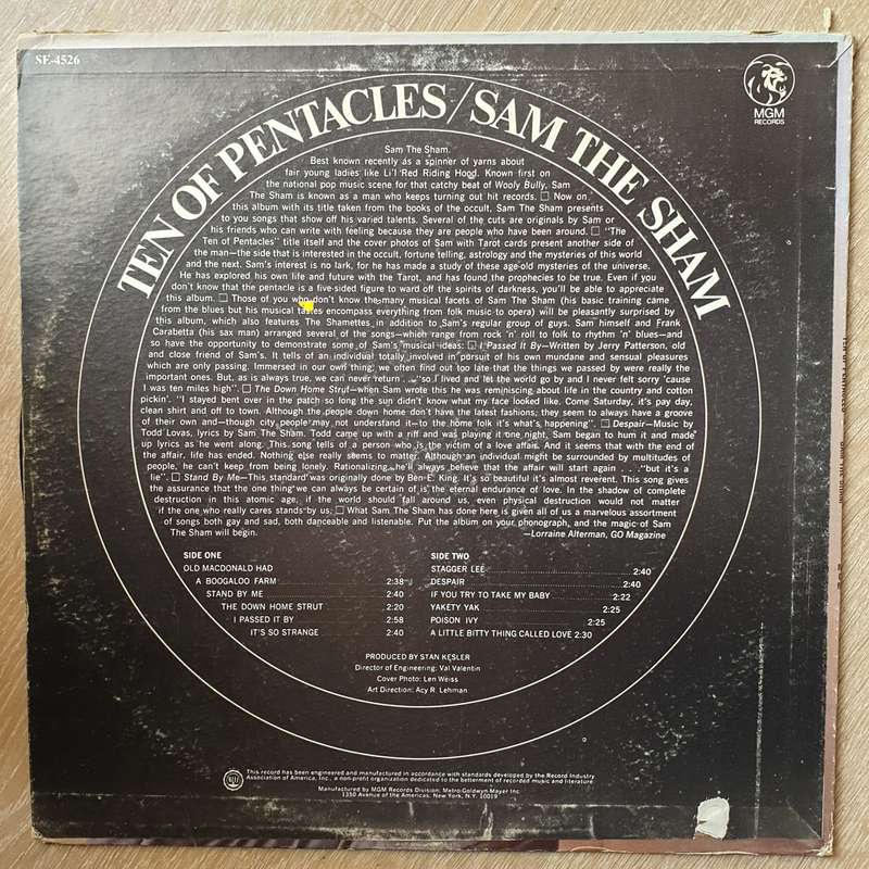 Sam The Sham  Ten Of Pentacles  Vinyl LP Record - Opened  - Very-Good+ Quality (VG+)