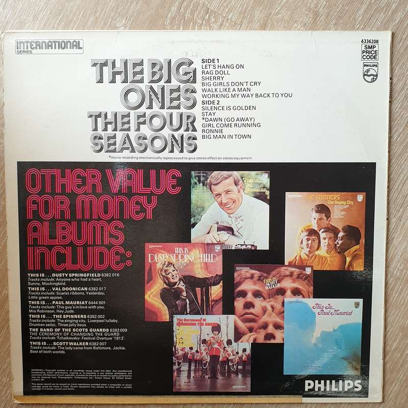 The Four Seasons Featuring The 'Sound' Of Frankie Valli  The Big Ones  Vinyl LP Recor...