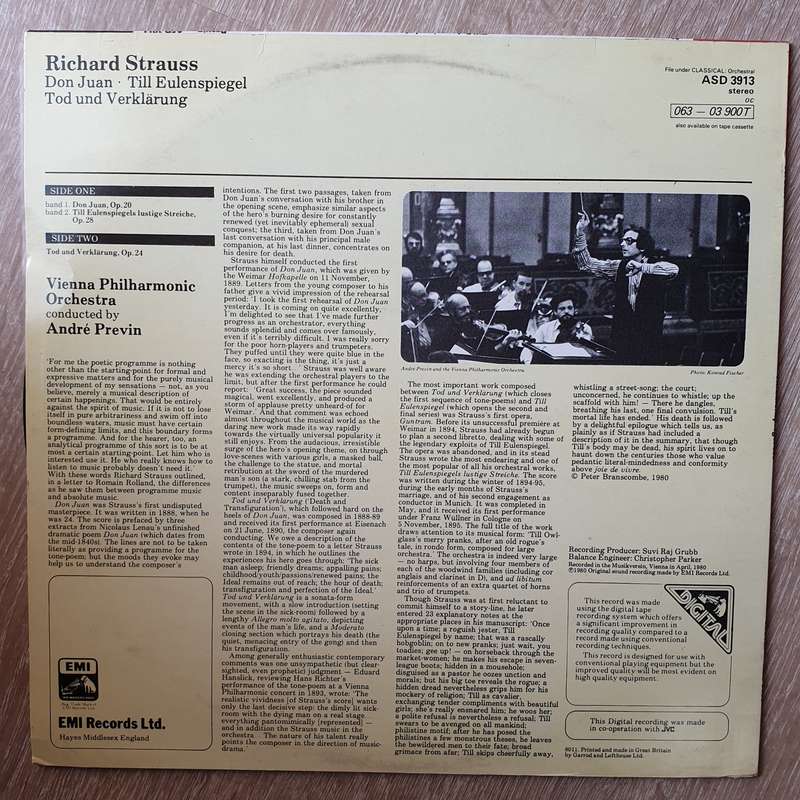 Richard Strauss - Vienna Philharmonic  Conducted By André Previn - Till Eulenspiegel / Don...