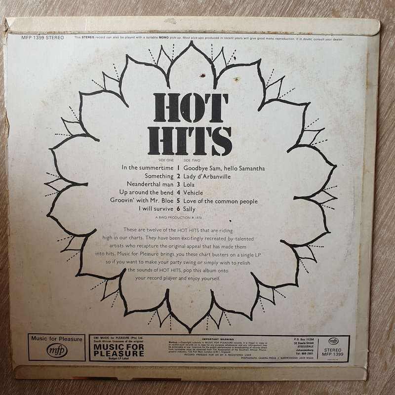Hot Hits  Vinyl LP Record - Opened  - Very-Good+ Quality (VG+)