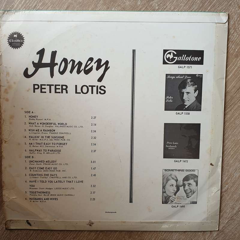 Peter Lotis  Honey - Vinyl LP Record - Opened  - Very-Good- Quality (VG-)