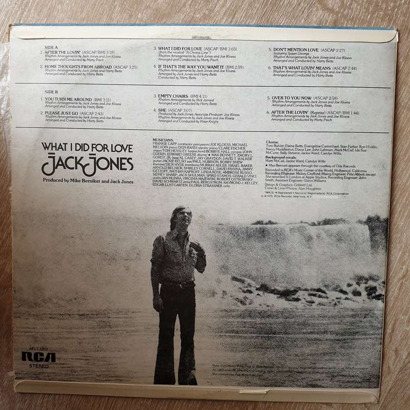 Jack Jones - What I Did For Love -  Vinyl LP Record - Opened  - Very-Good+ Quality (VG+)