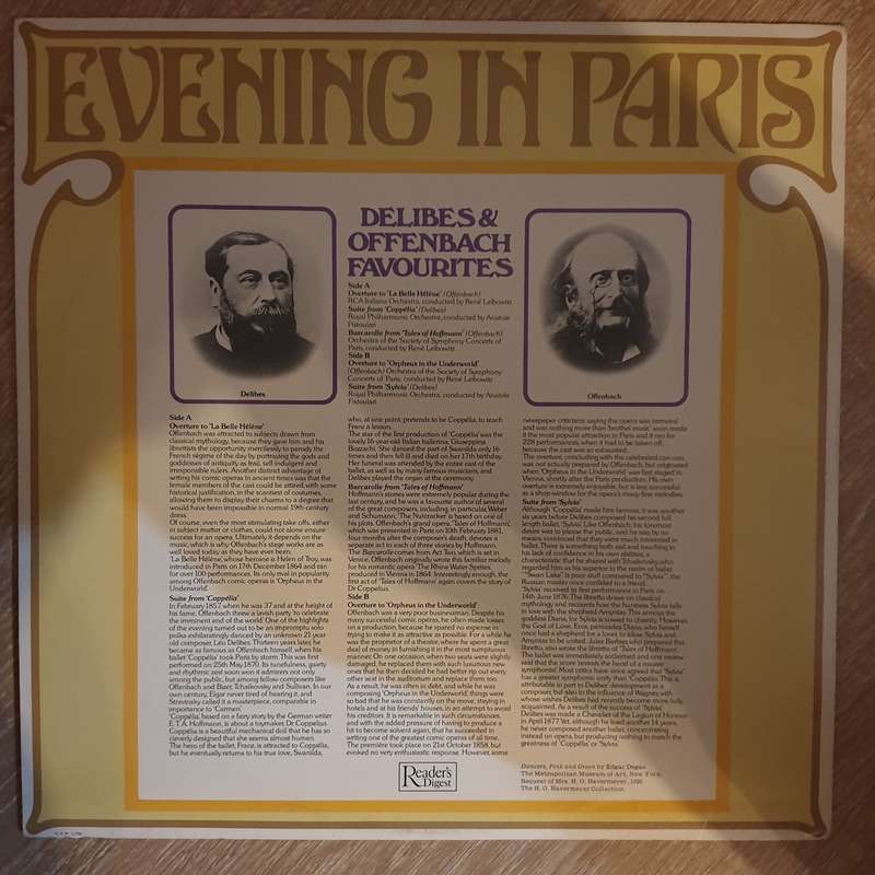 Evening in Paris - Delibes & Offenbach Favourites - Vinyl LP Record - Very-Good+ Quality (VG+)