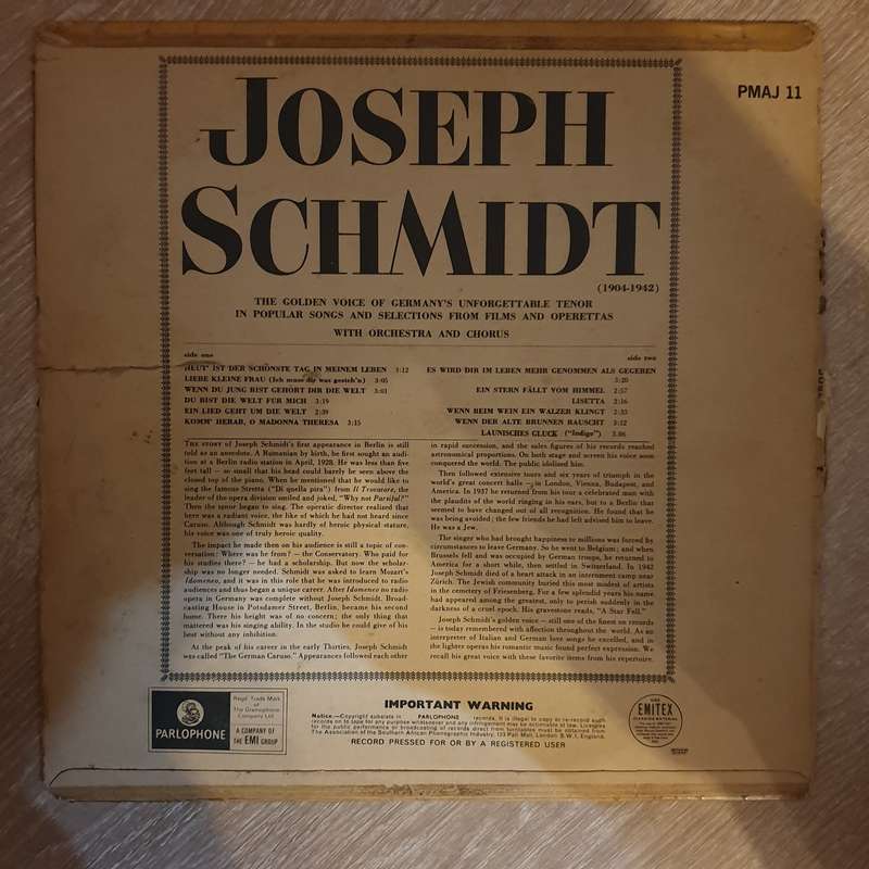 Joseph Schmidt Performances - Vinyl LP Record - Good+ Quality (G+)