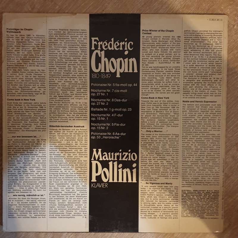 Maurizio Pollini - Chopin  Polonaisen - Nocturnes - Ballade  - Vinyl LP Record - Very-Good- Qu...