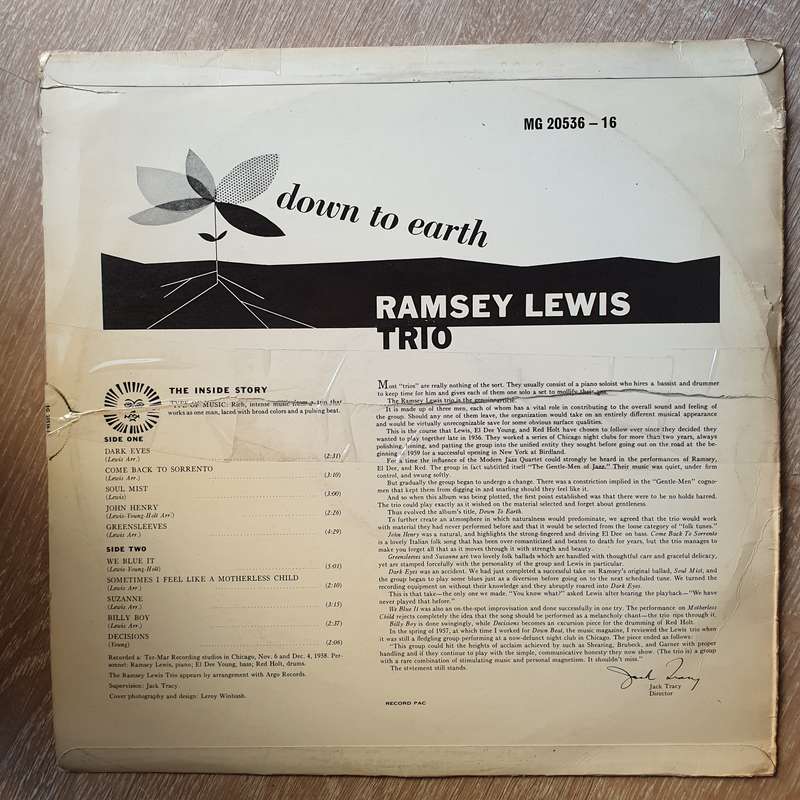 Ramsey Lewis Trio  Down To Earth - Vinyl LP Record - Very-Good+ Quality (VG+)