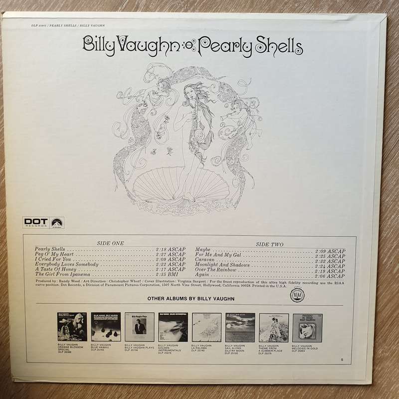 Billy Vaughn  Pearly Shells - Vinyl LP Record - Opened  - Very-Good+ Quality (VG+)