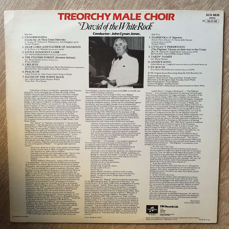 Treorchy Male Choir Conductor: John Cynan Jones  David Of The White Rock - Vinyl LP Record ...