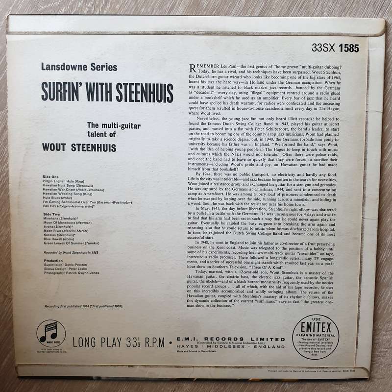 Wout Steenhuis  Surfin' With Steenhuis - Vinyl LP Record - Opened  - Very-Good+ Quality (VG+)