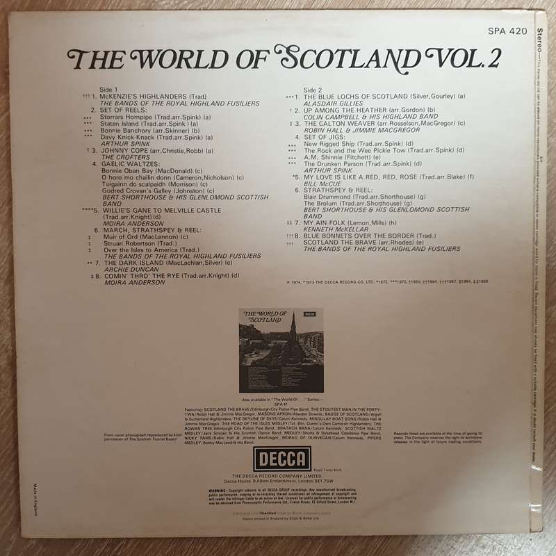 The World Of Scotland - Vol 2  - Vinyl LP Record - Opened  - Very-Good+ Quality (VG+)