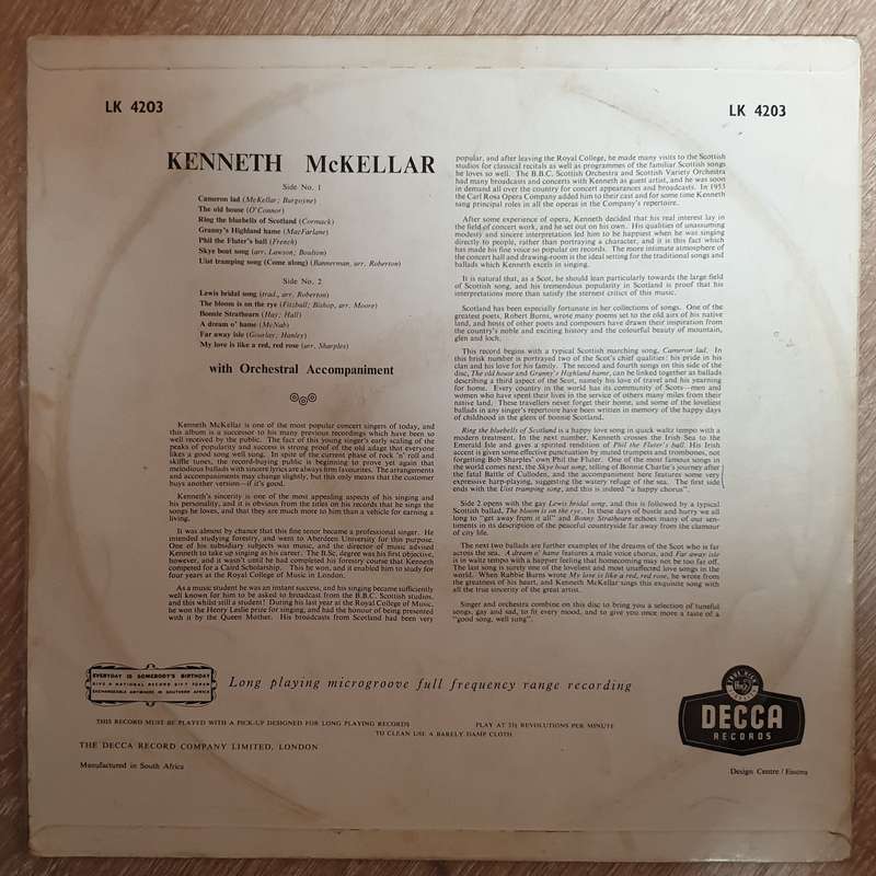 Kenneth McKellar  Kenneth McKellar - Vinyl LP - Opened  - Very-Good Quality (VG)