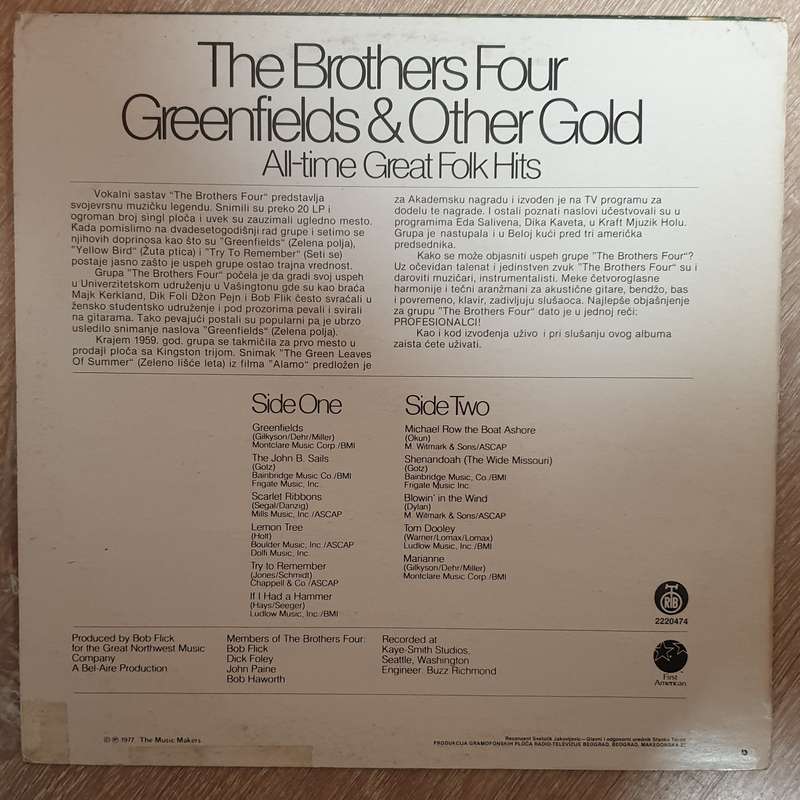 The Brothers Four  Greenfields & Other Gold (22 All-time Great Folk Hits)  - Vinyl LP Recor...