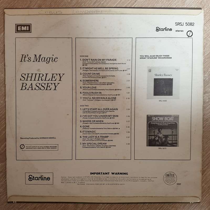 Shirley Bassey - It's Magic - Vinyl LP Record - Very-Good Quality (VG) (verry)