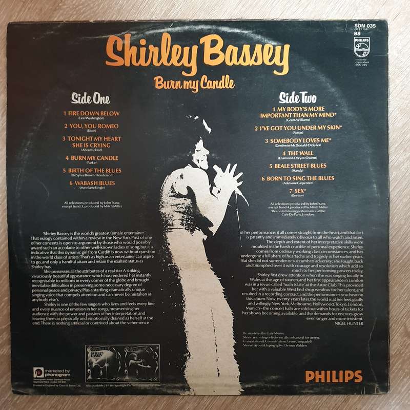 Shirley Bassey  Burn My Candle -  Vinyl LP Record - Opened  - Very-Good+ Quality (VG+)