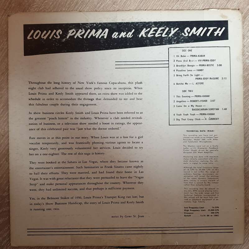 Louis Prima & Keely Smith - The Best Ofi  Vinyl LP Record - Opened  - Good+ Quality (G+)