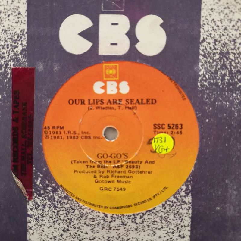 Go-Go's  Our Lips Are Sealed - Vinyl 7" Record - Very-Good+ Quality (VG+)